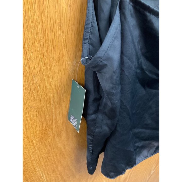 Women's Sleeveless V-Neck Ruffle Front Satin Cami Top - Wild Fable Black L - Picture 8 of 8